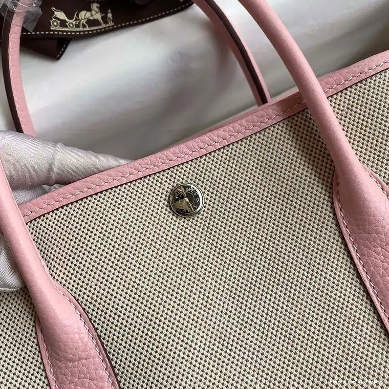 Cheap Hardware Garden Hermes Canvas Palladium Bag In Pink Party 0508